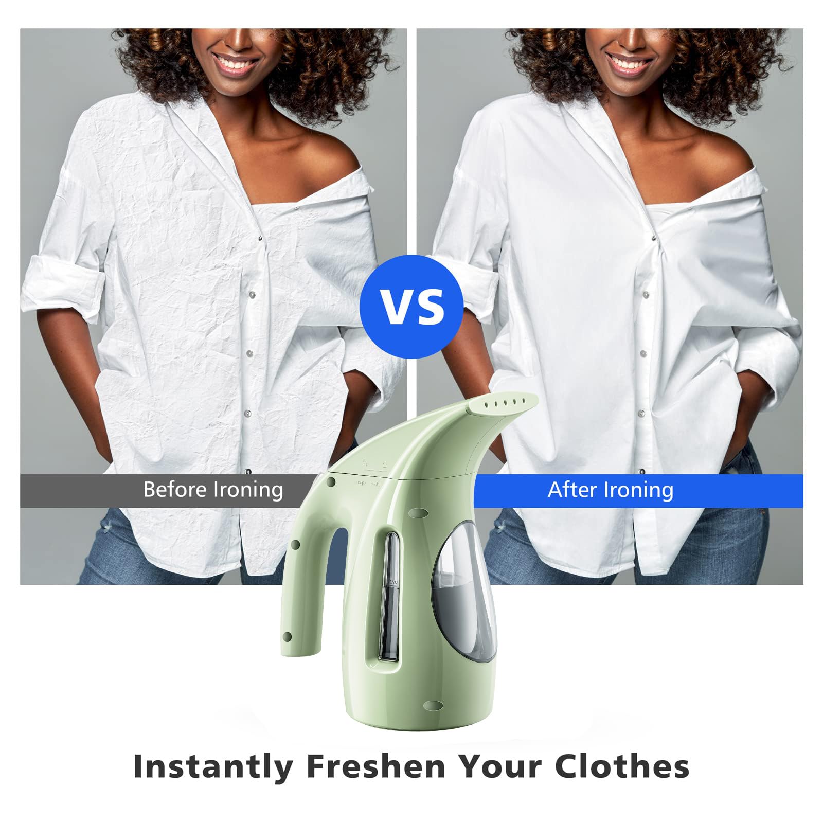 HiLIFE Steamer for Clothes, Portable Handheld Design, 240ml Big Capacity, 700W, Strong Penetrating Steam, Removes Wrinkle, for Home, Office and Travel(ONLY FOR 120V)(White)