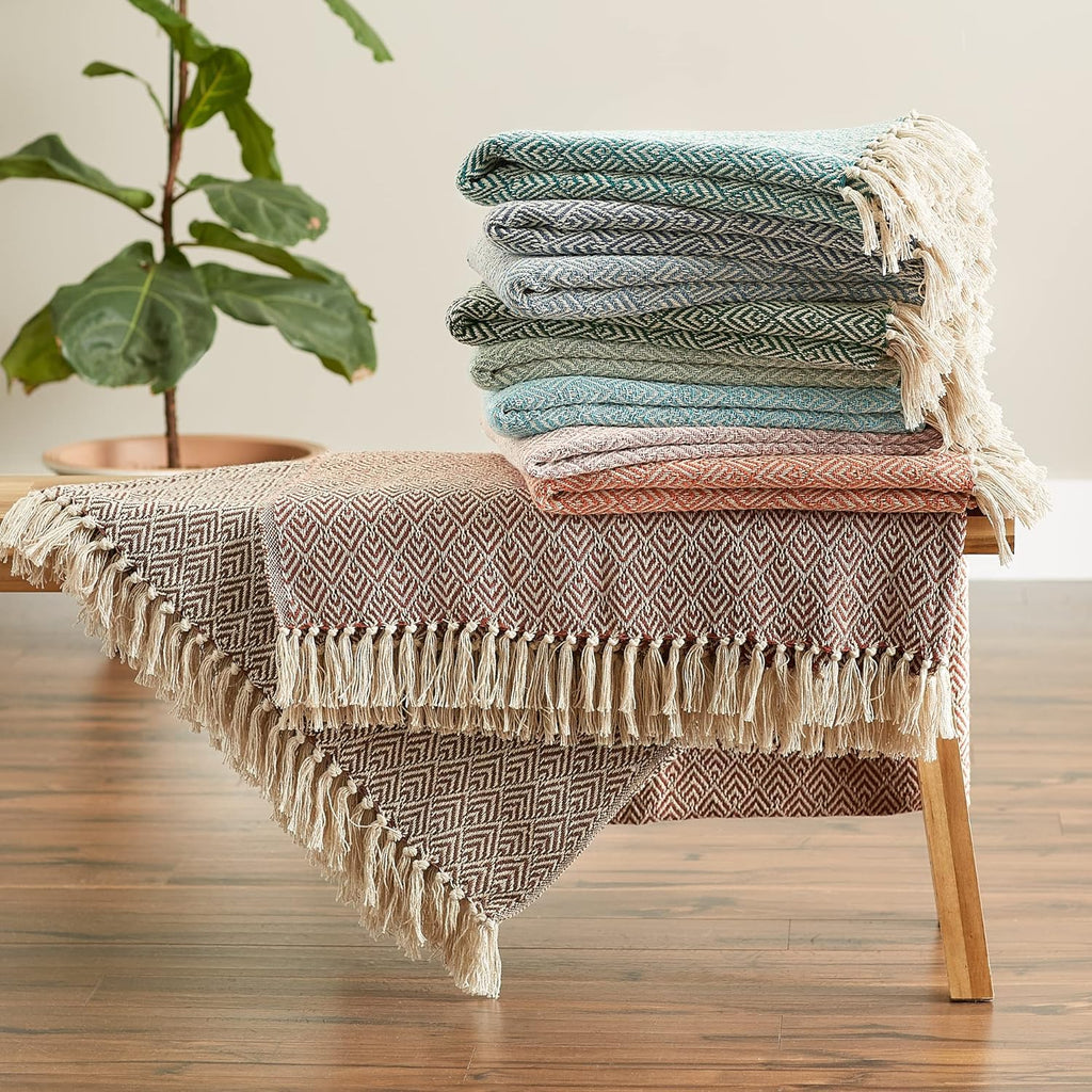 DII Diamond Throw Collection Cotton Woven, 50x60, Gray