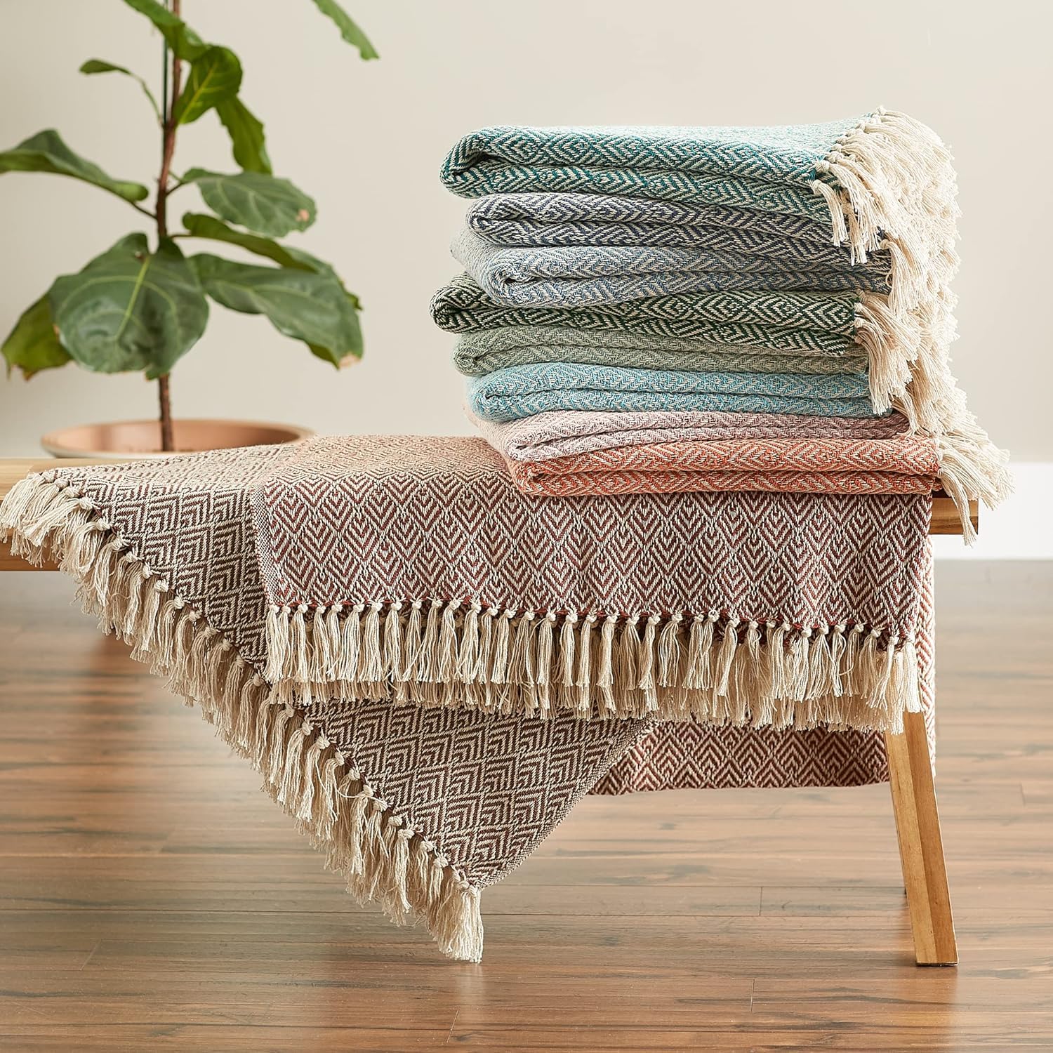 DII Diamond Throw Collection Cotton Woven, 50x60, Gray