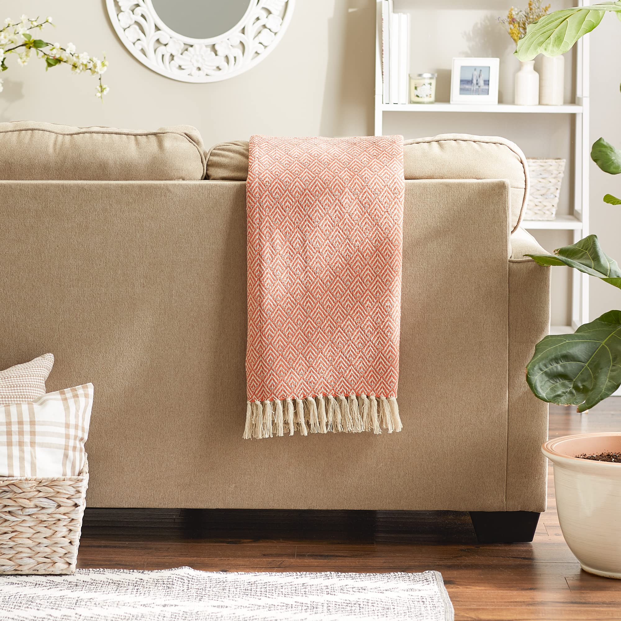 DII Diamond Throw Collection Cotton Woven, 50x60, Gray