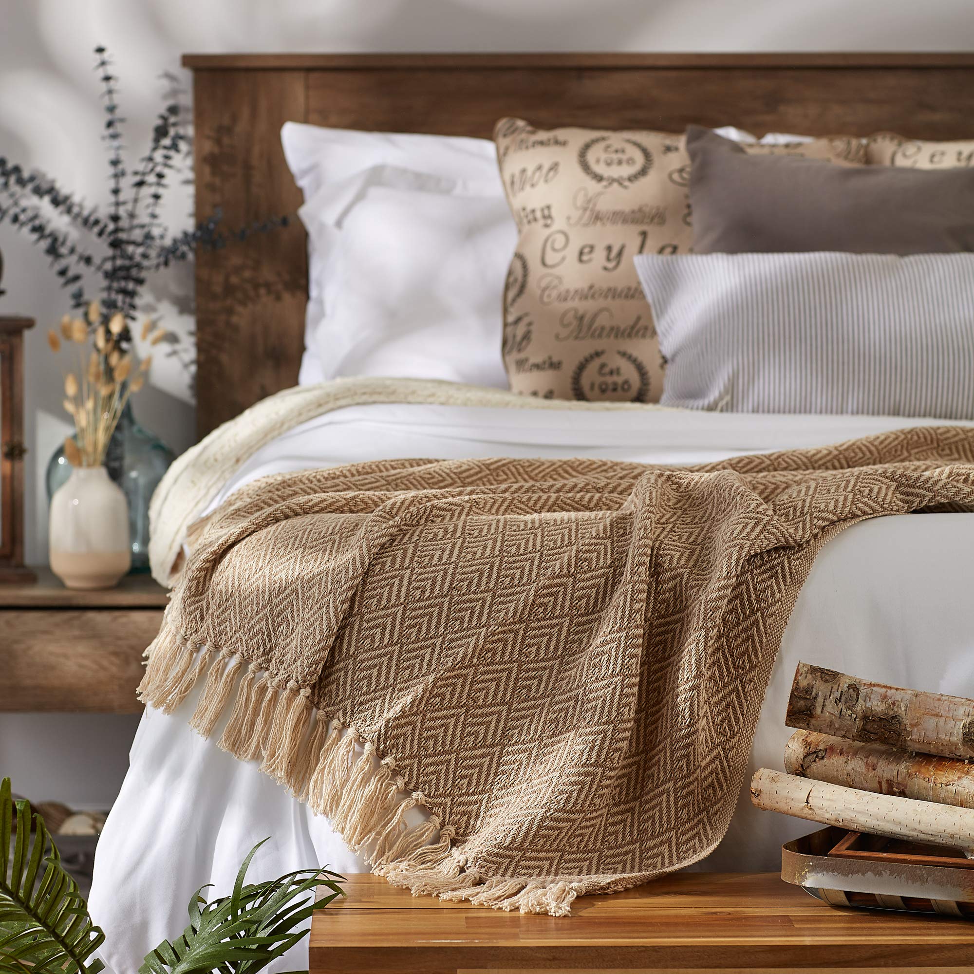 DII Diamond Throw Collection Cotton Woven, 50x60, Gray