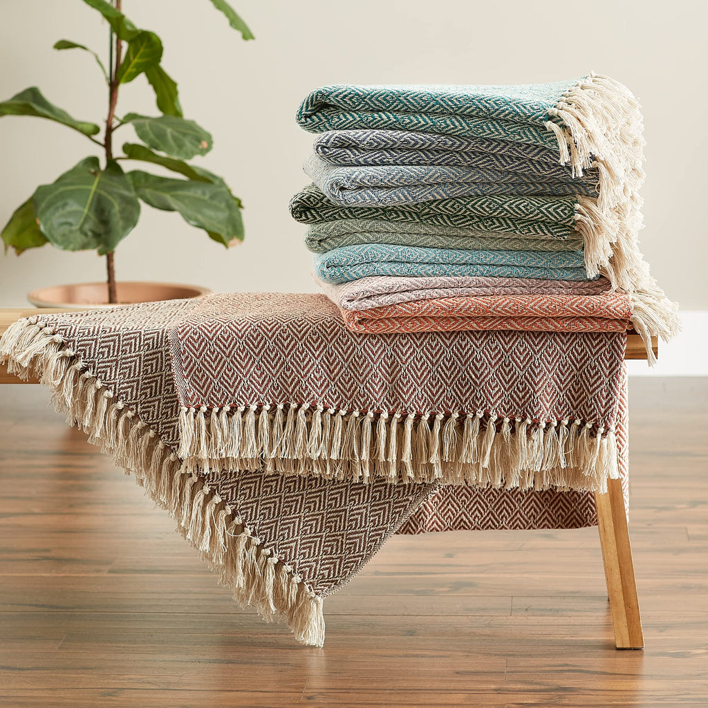 DII Diamond Throw Collection Cotton Woven, 50x60, Gray