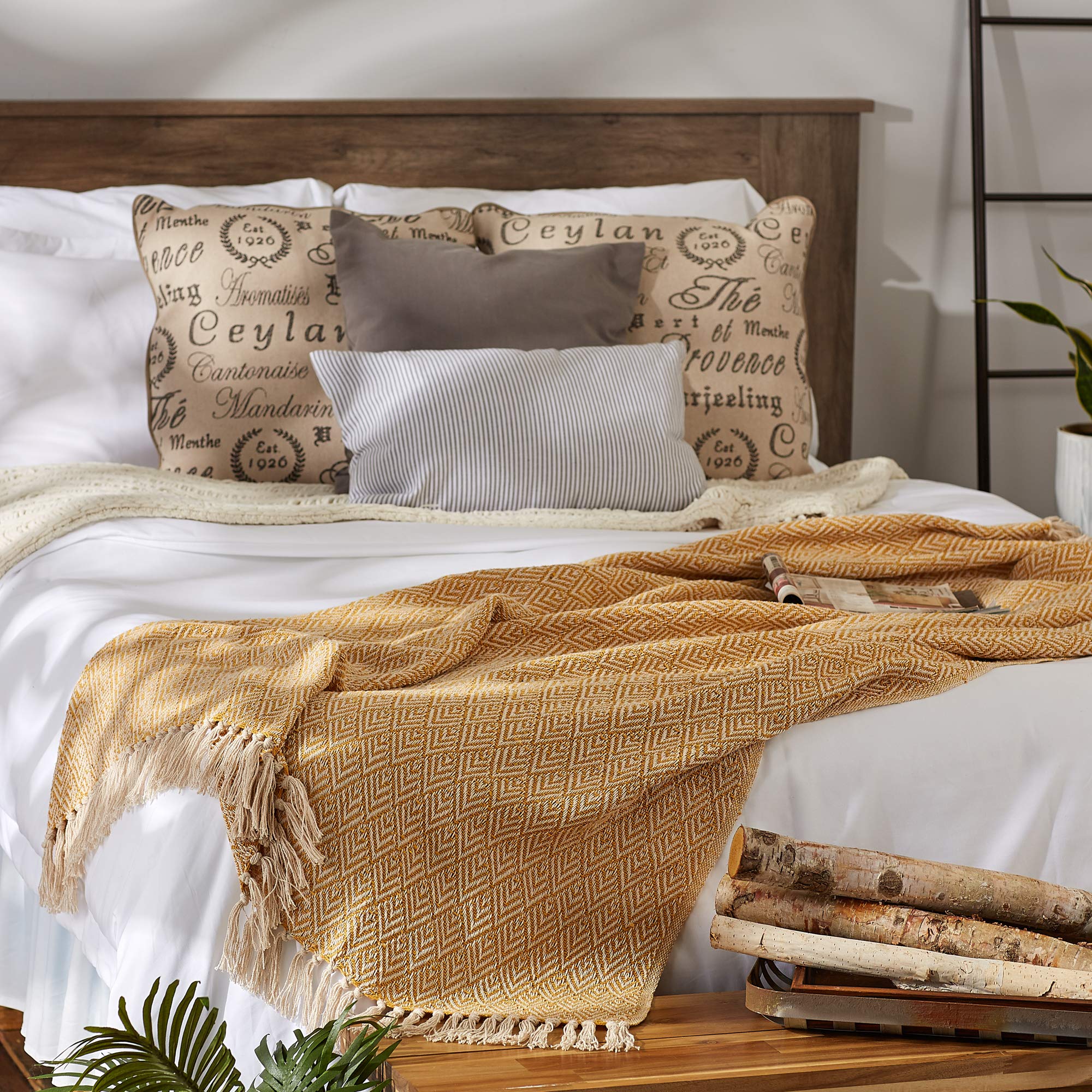 DII Diamond Throw Collection Cotton Woven, 50x60, Gray