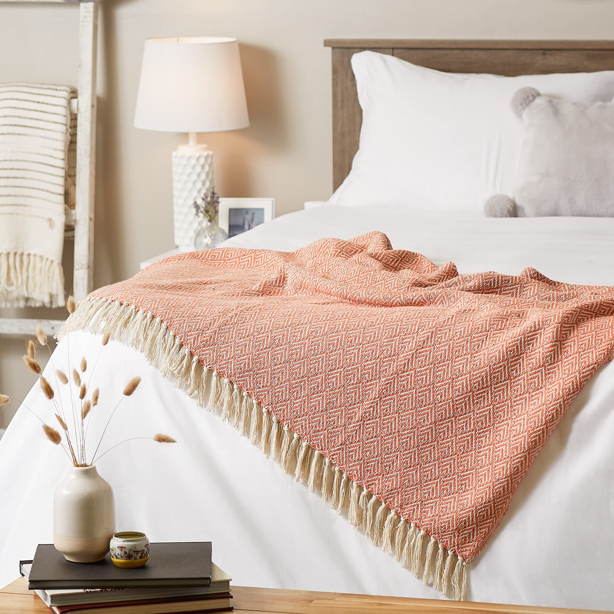 DII Diamond Throw Collection Cotton Woven, 50x60, Gray