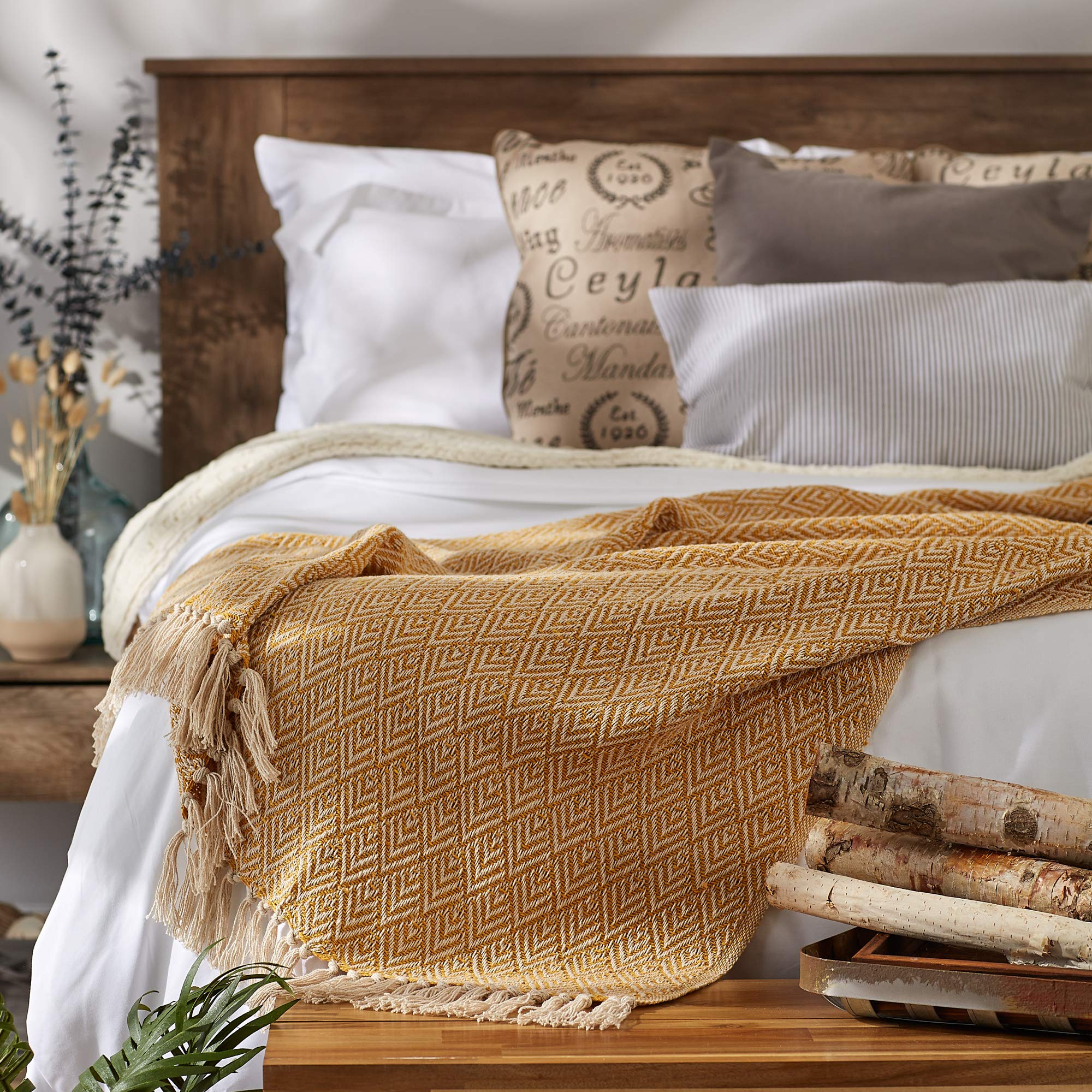 DII Diamond Throw Collection Cotton Woven, 50x60, Gray