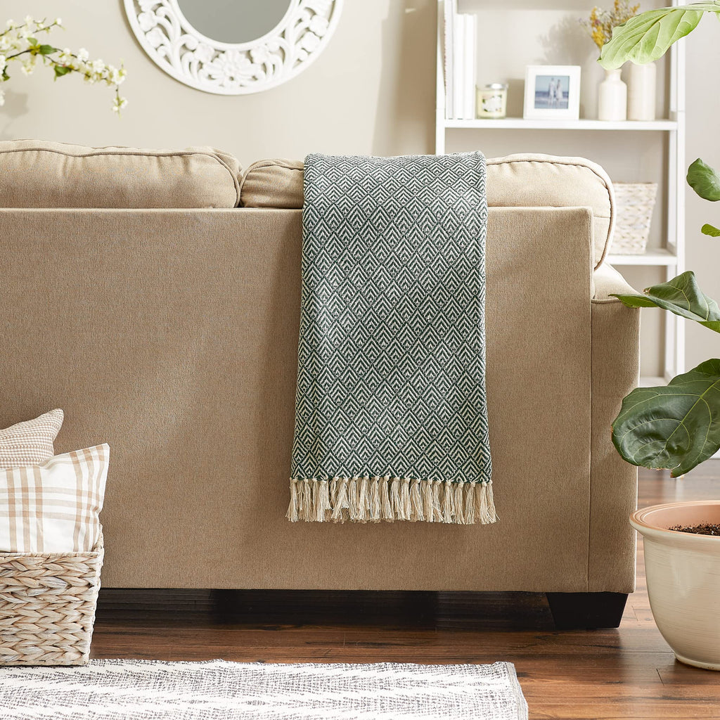 DII Diamond Throw Collection Cotton Woven, 50x60, Gray