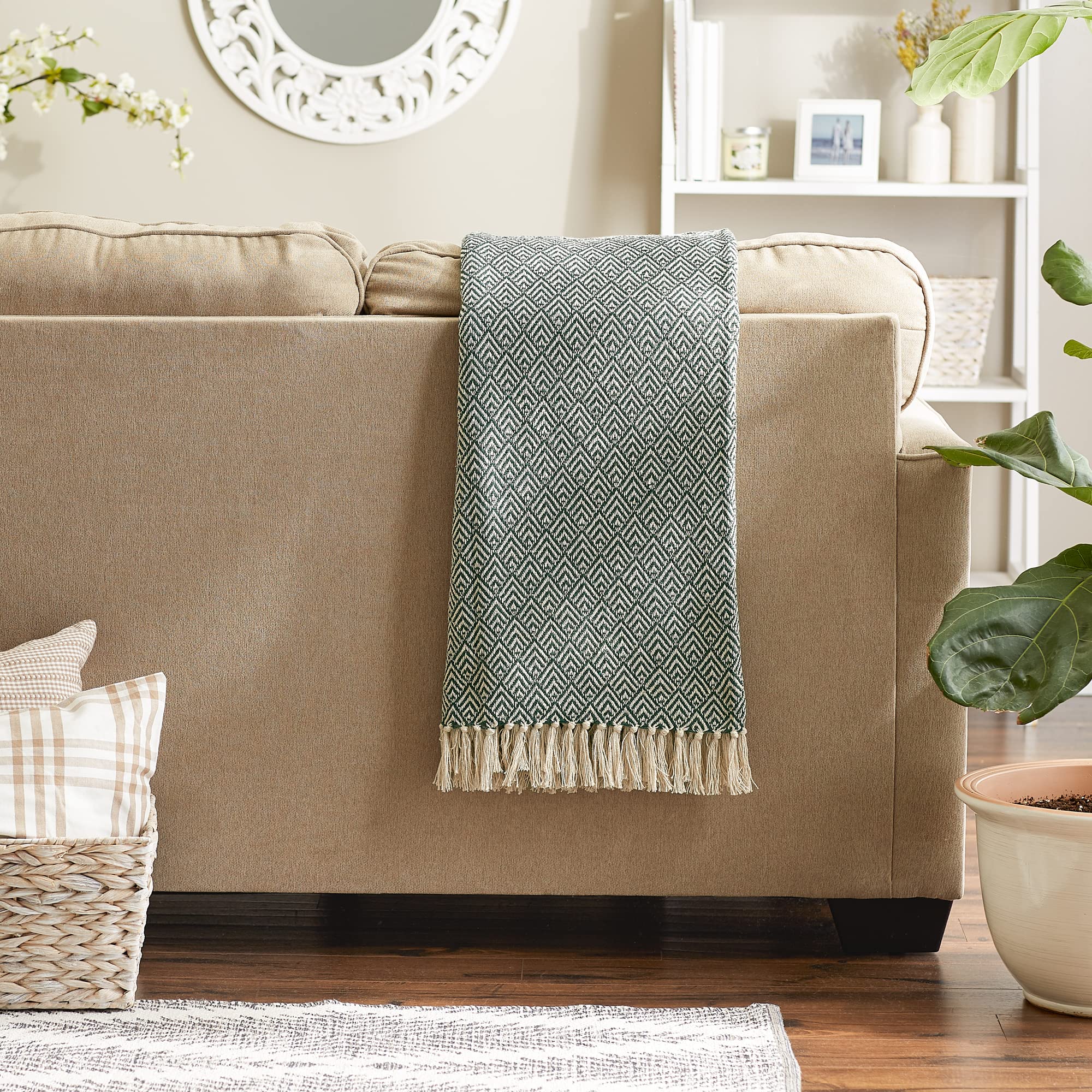 DII Diamond Throw Collection Cotton Woven, 50x60, Gray