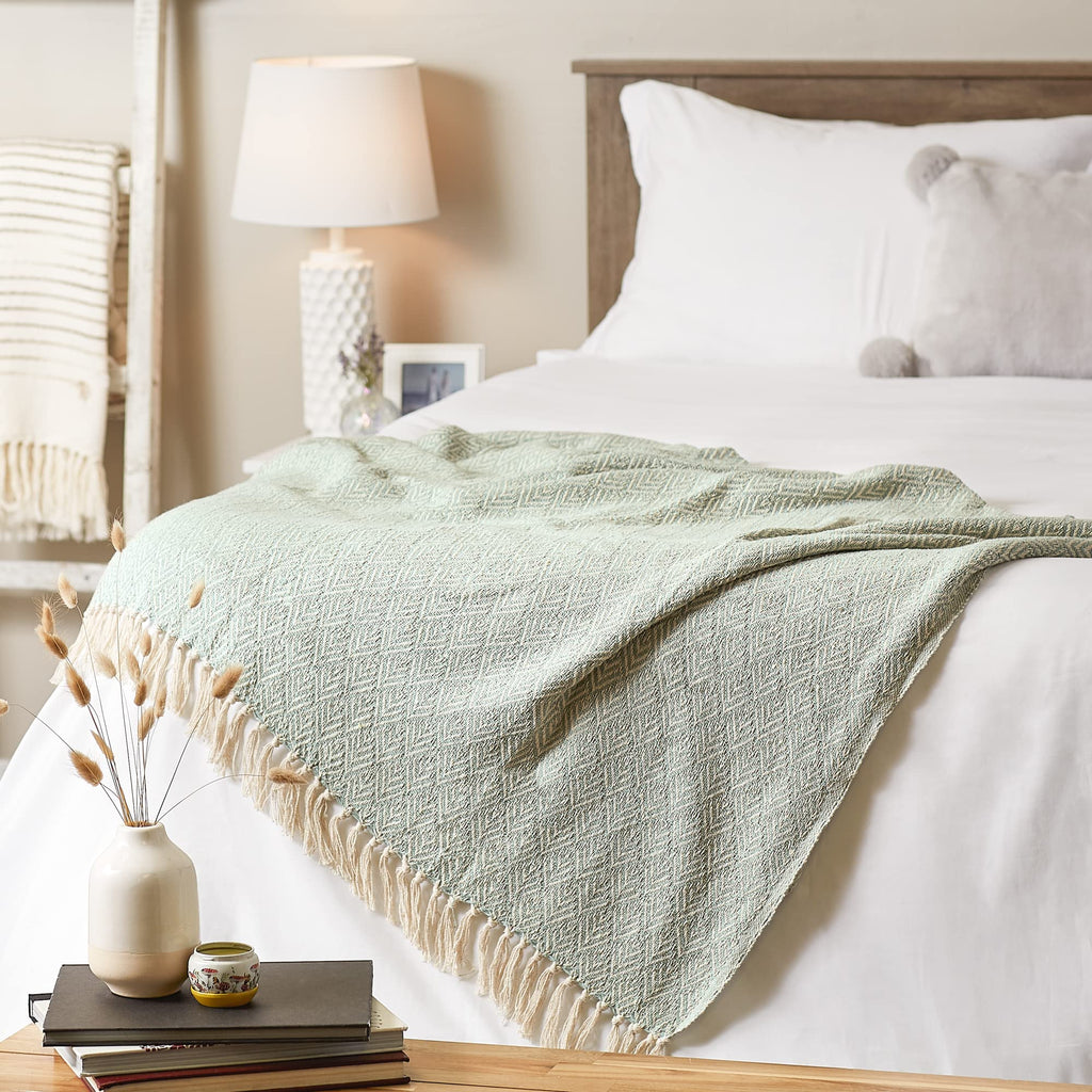 DII Diamond Throw Collection Cotton Woven, 50x60, Gray