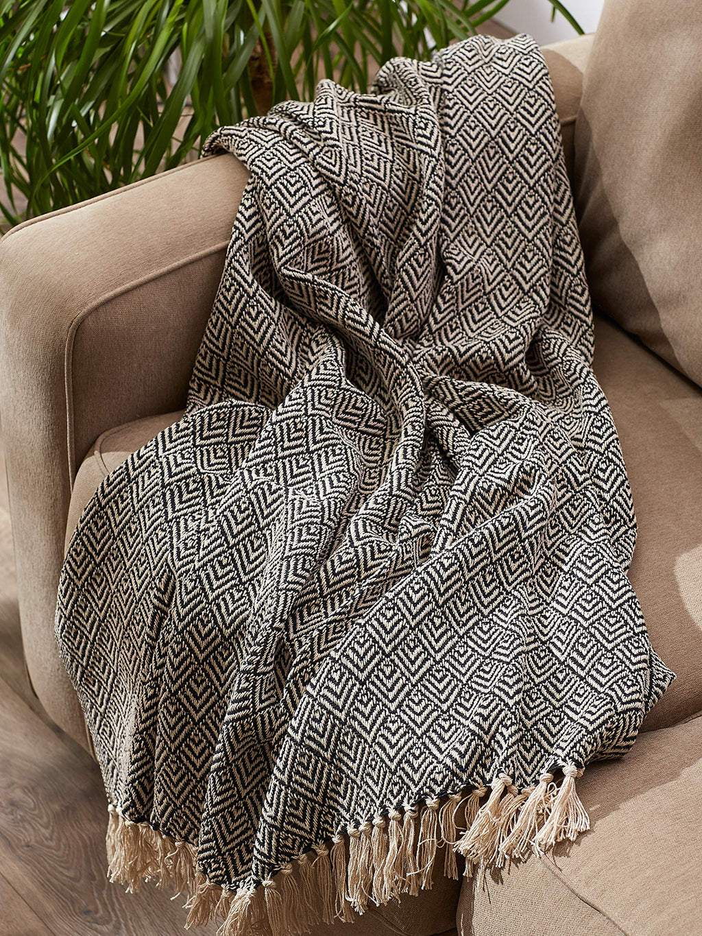 DII Diamond Throw Collection Cotton Woven, 50x60, Gray